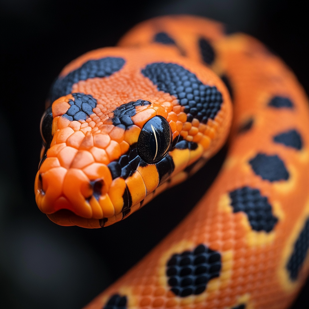 A Shiny Orange Snake Slithering in Darkness