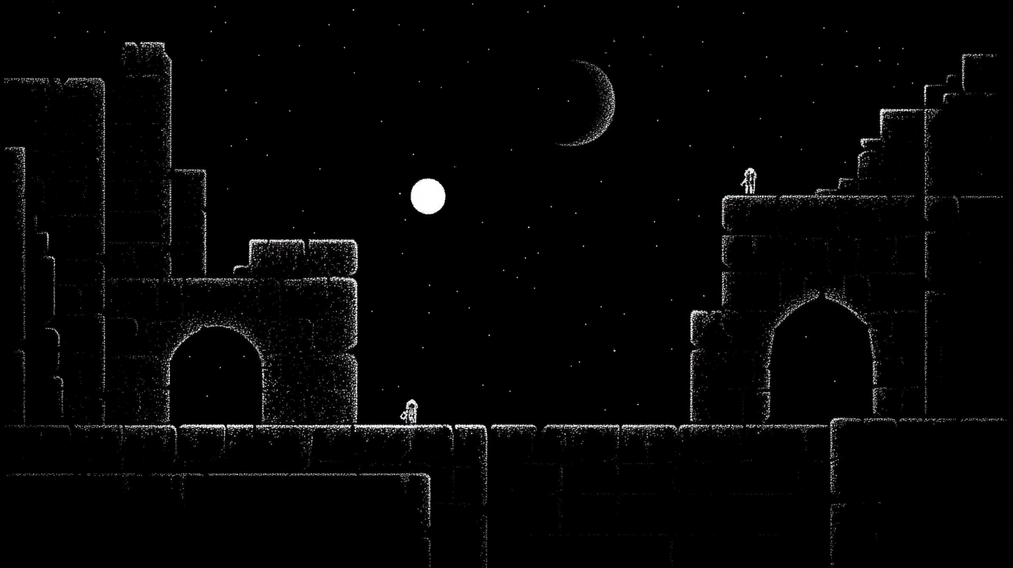 A Simple Black and White Pixel Dungeon Drawing