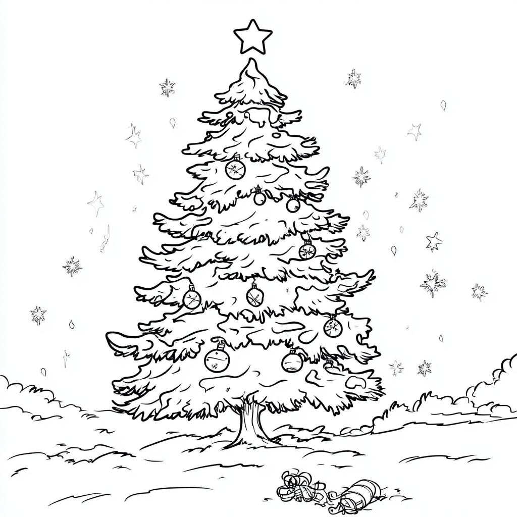 A Simple Christmas Tree Coloring Page for Toddlers.