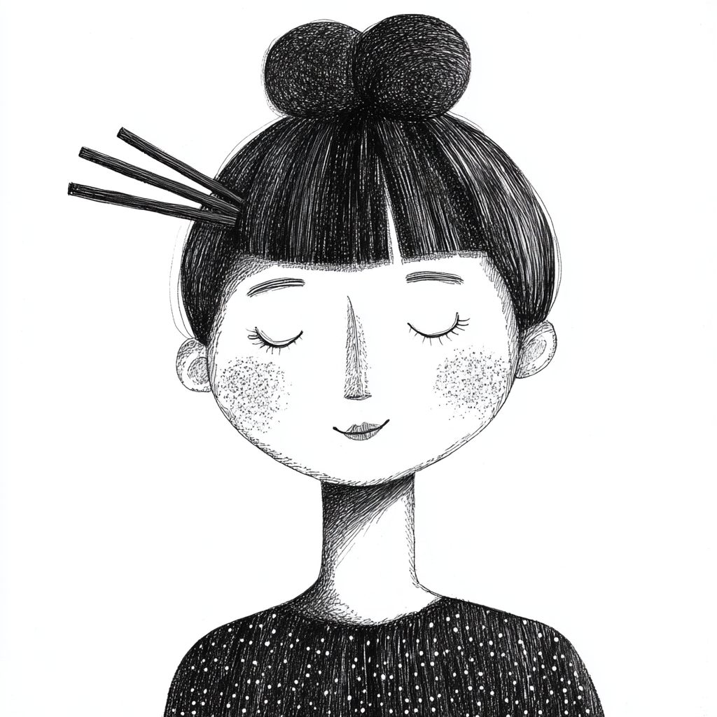 A Simple Drawing of a Japanese Woman