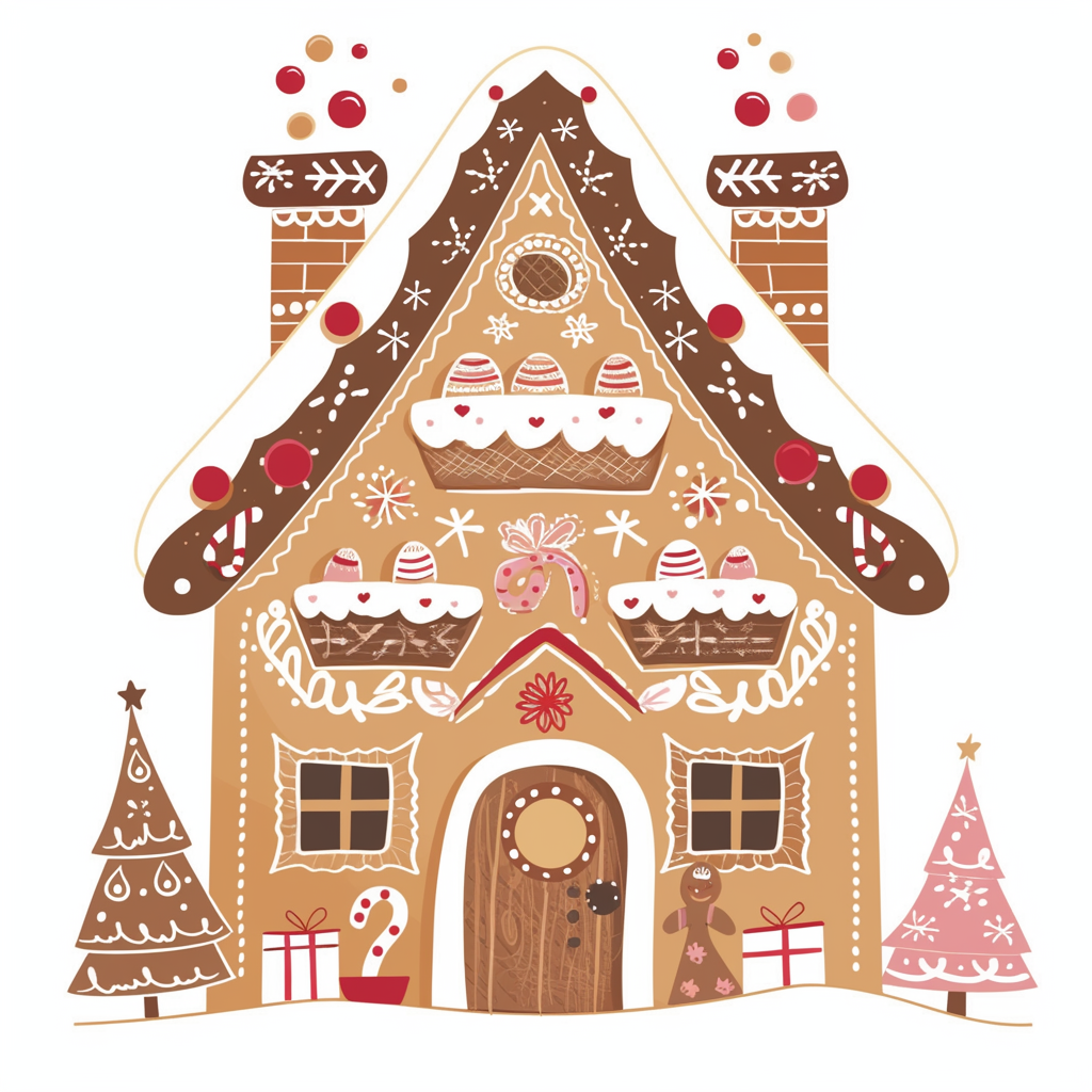 A Simple Gingerbread House with Vibrant Colors