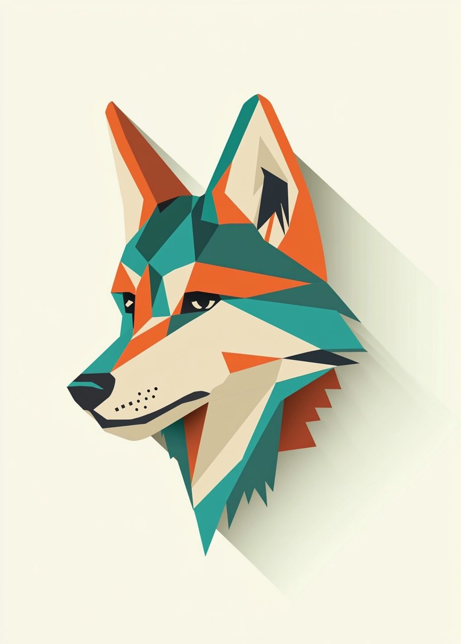 A Simple Huskie Head in Geometric Style