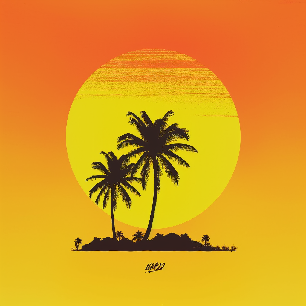 A Simple Palm Tree on a Bright Yellow Background