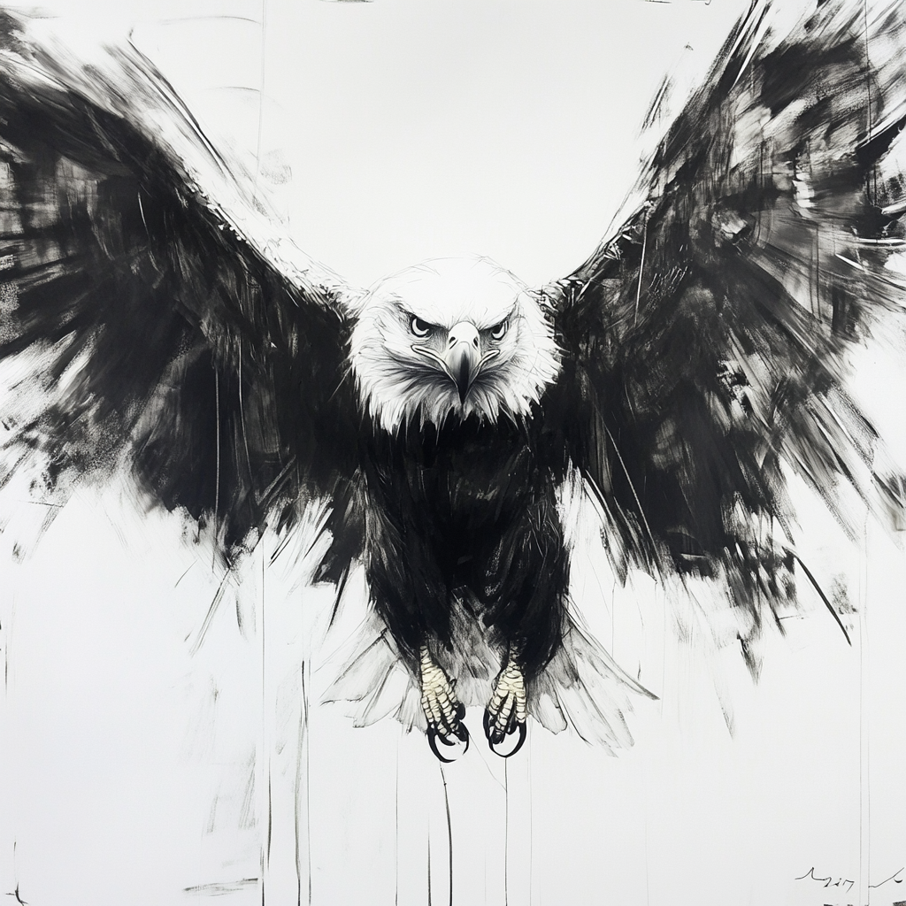 A Sketch of Eagle Flapping its Large Wings