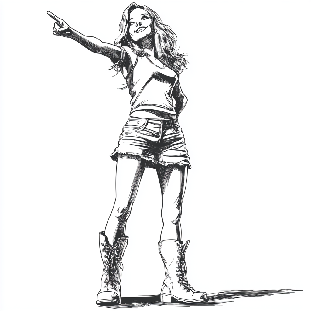 A Sketch of Smiling Female in Miniskirt