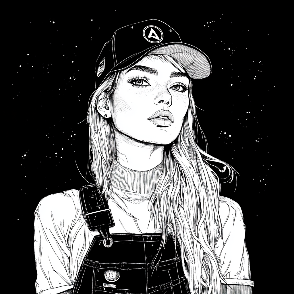 A Sketch of a Young Woman in Sci-Fi Fashion