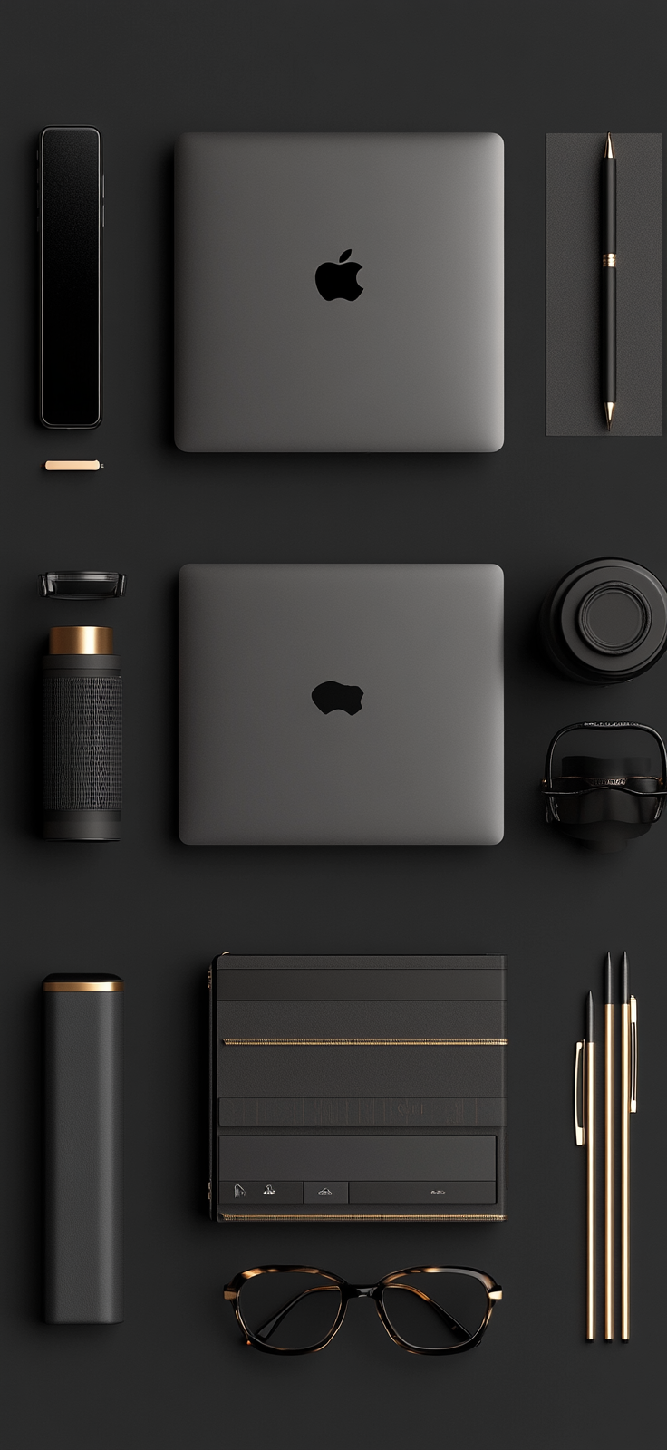 A Sleek Laptop, Smartphone, Eyeglasses, Coffee Cup Scene