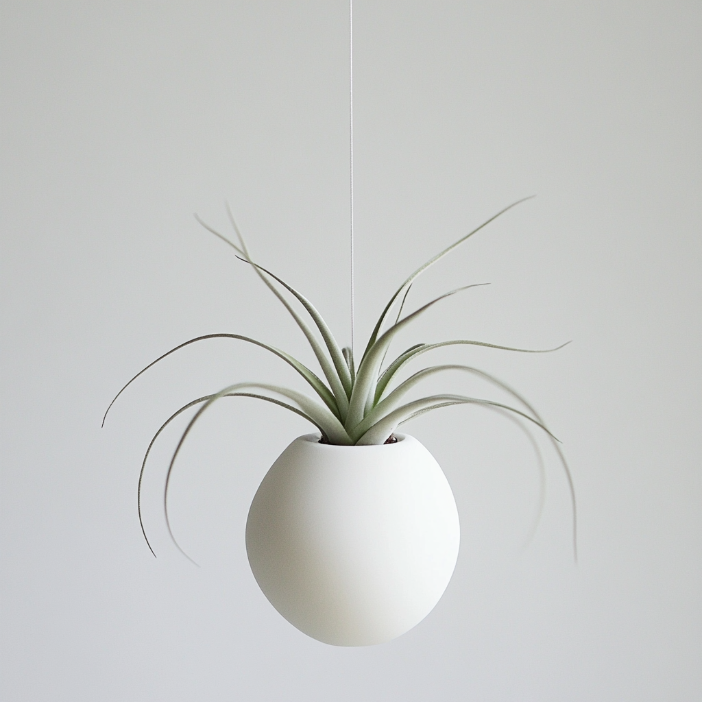 A Small White Hanging Plant Pot for Air Plants