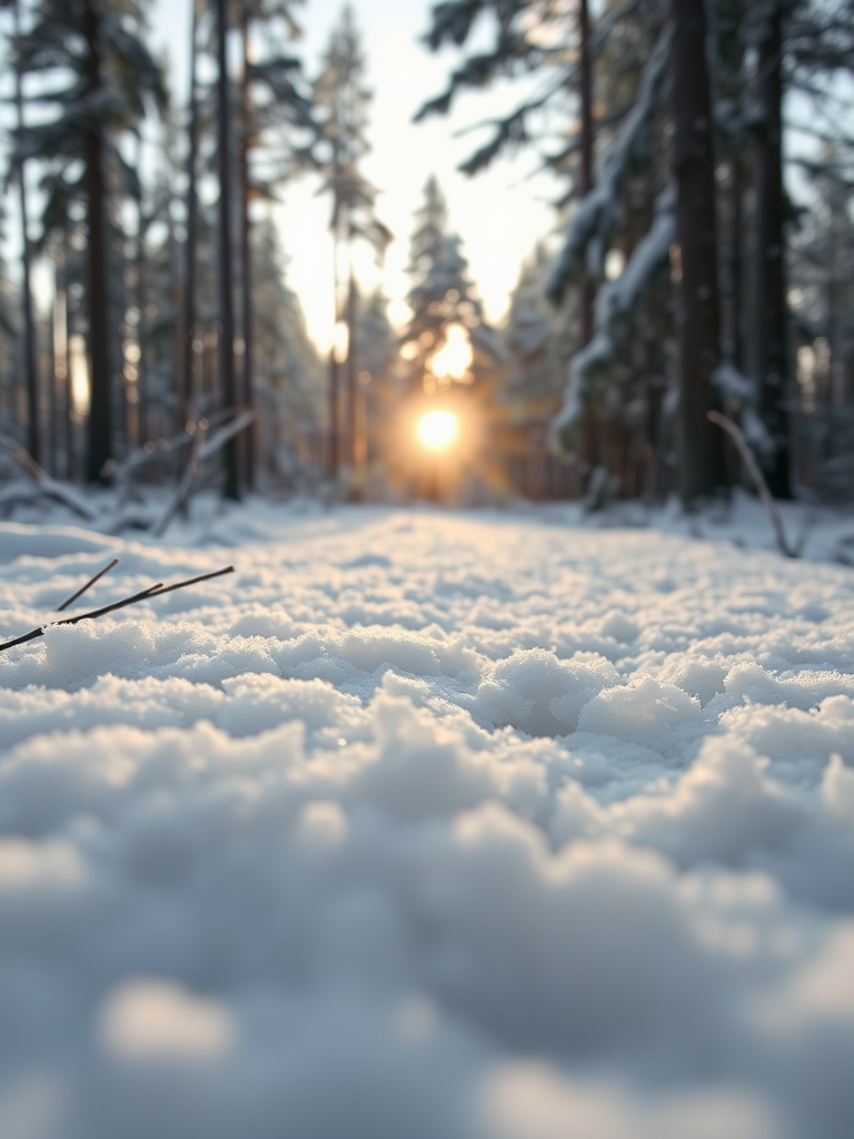 A Snowy Pre-Dawn Path in Central Oregon Forest