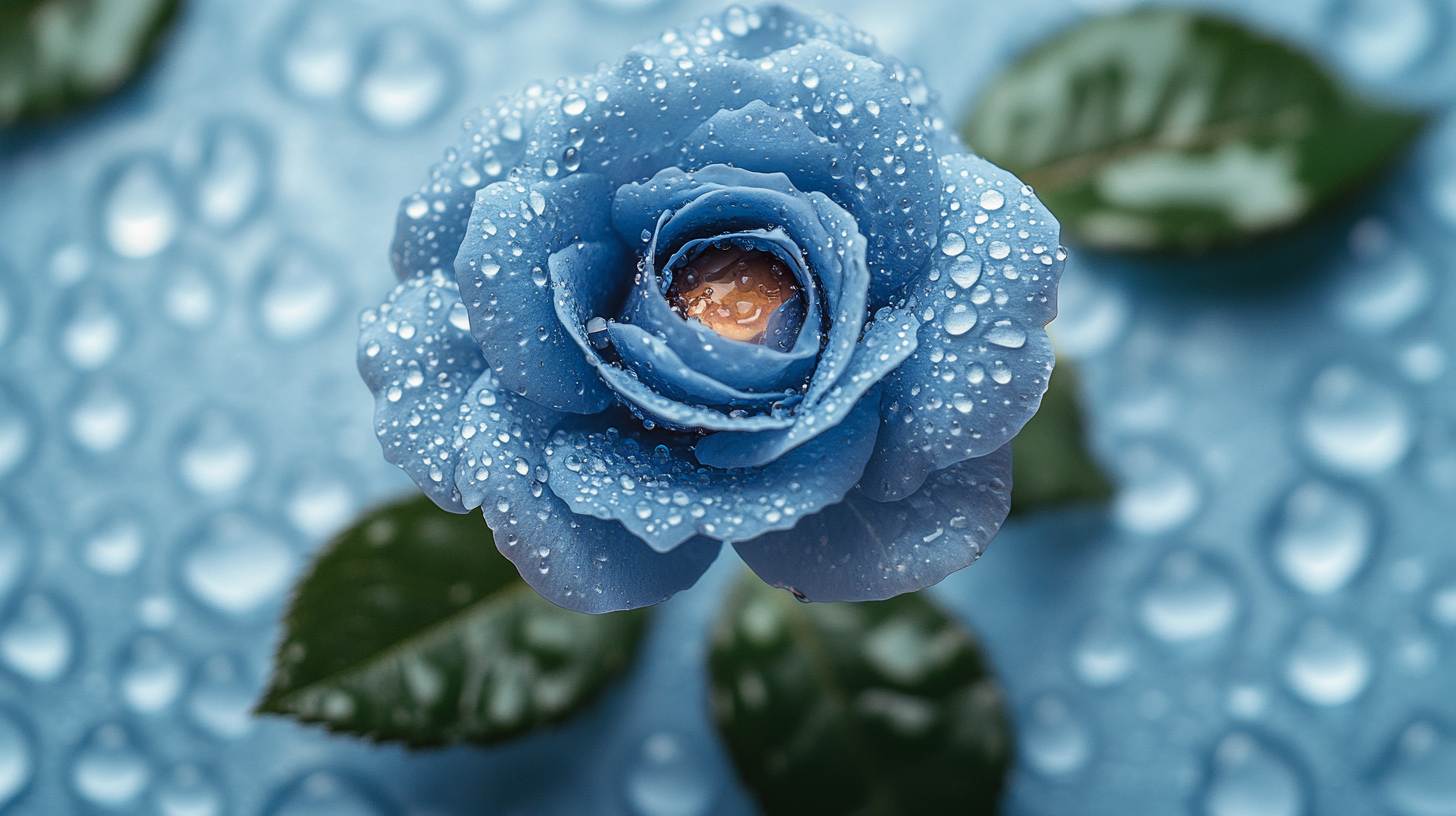 A Solitary Blue Rose on Textured Surface