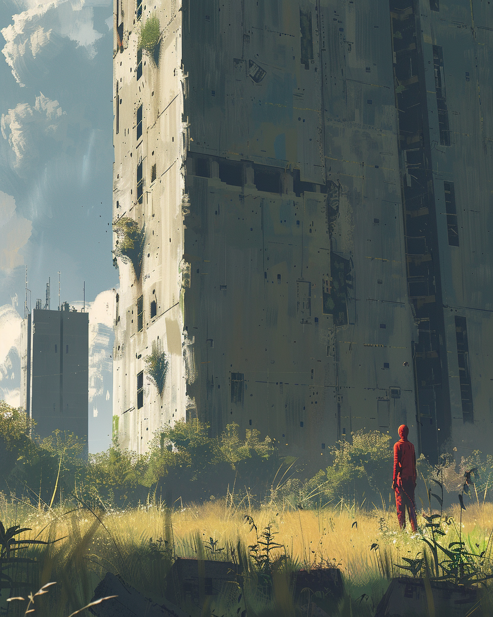 A Solitary Sci Fi Landscape With Abandoned Buildings