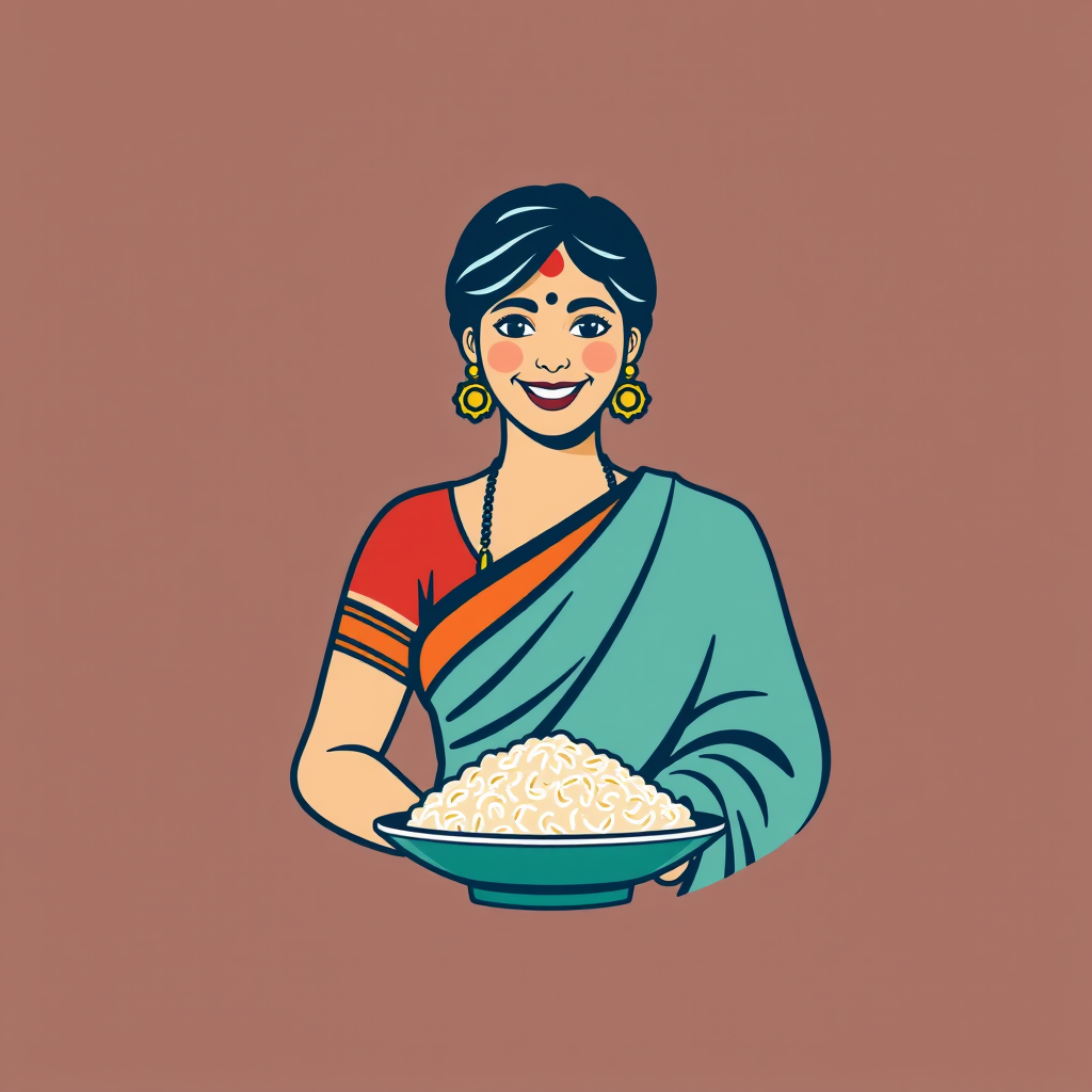 A South Indian Woman with Rice Plate Logo