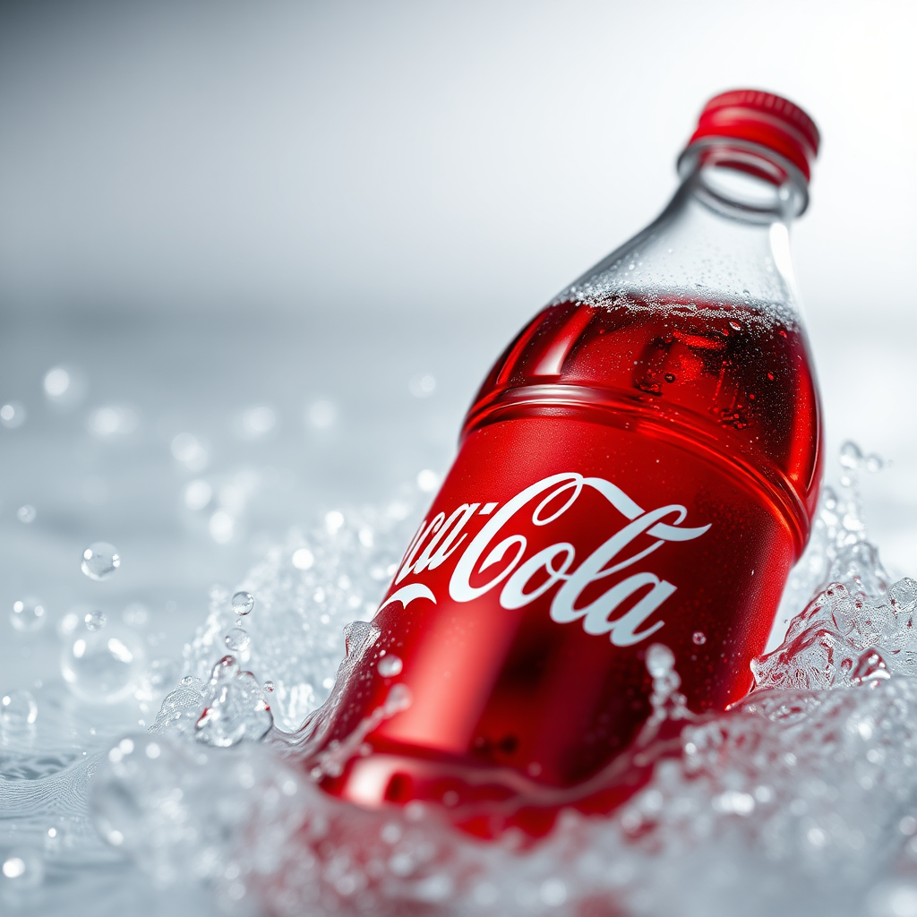 A Sparkling Coca-Cola Bottle on Water Image