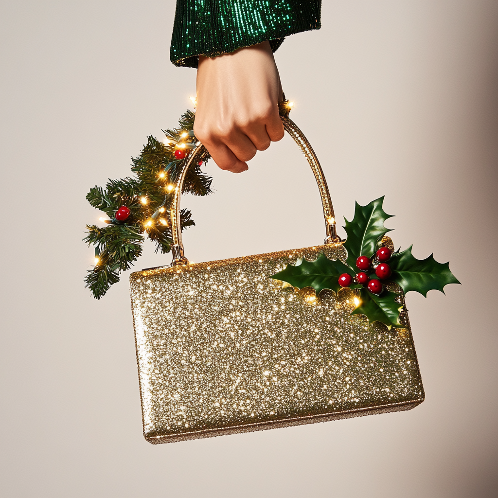 A Sparkly Holiday Purse with Festive Twinkle Lights