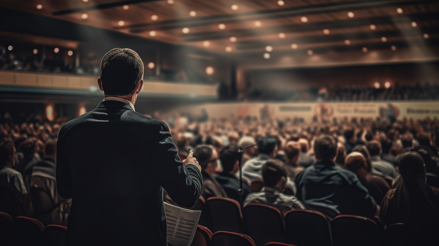 A Speaker at a Corporate Business Conference