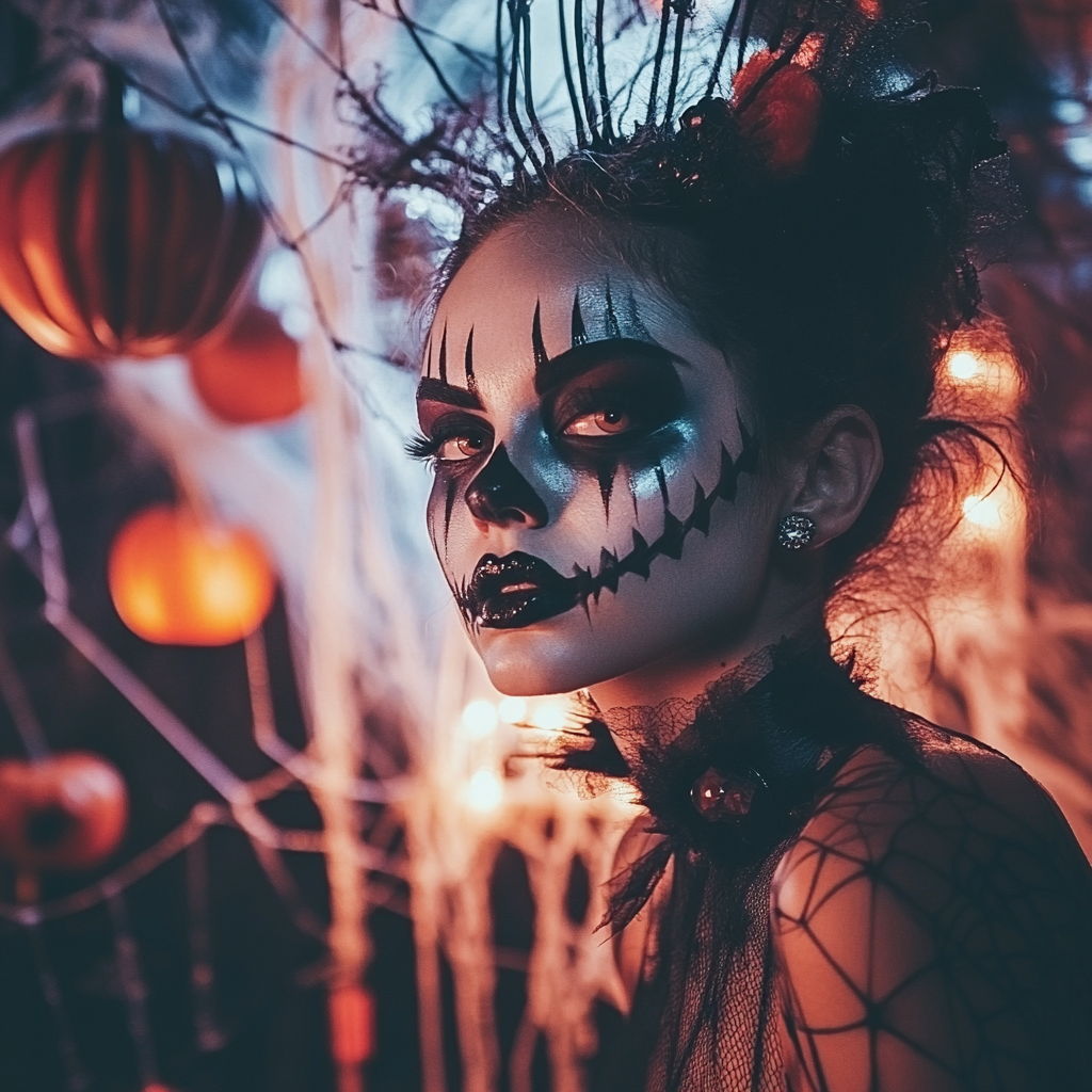 A Spooky Halloween Party with Creative Makeup Styles