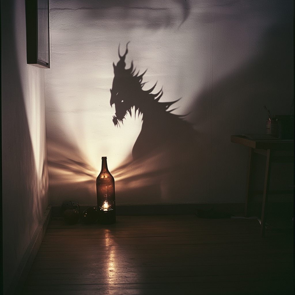 A Spooky Room With Shadow Monster Bottle