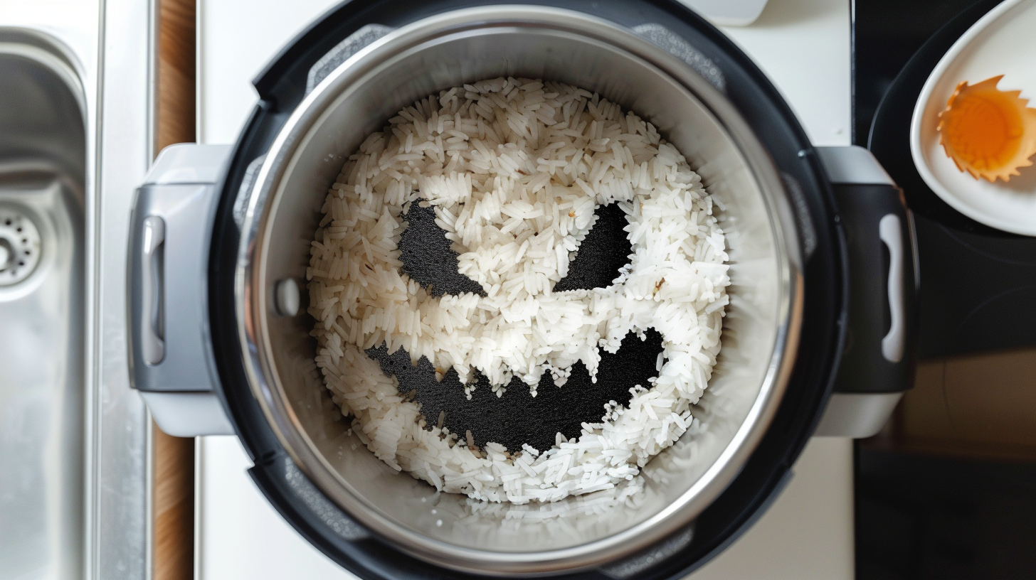 A Spotless Kitchen with Demon Face in Rice Cooker