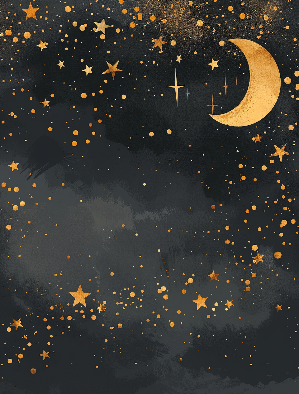 A Starry Night Sky with Glittering Stars and Moon.