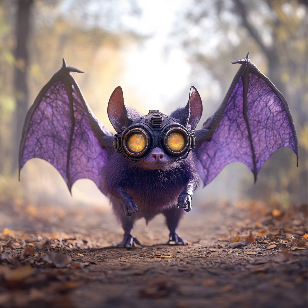 A Steampunk Bat in Enchanted Foggy Forest