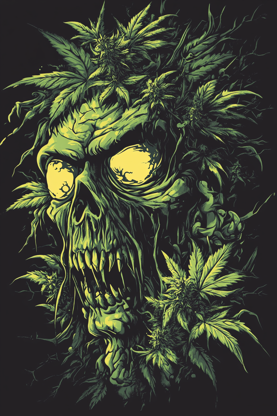 A Stoner Flower Nug Illustration on T-Shirt Graphic