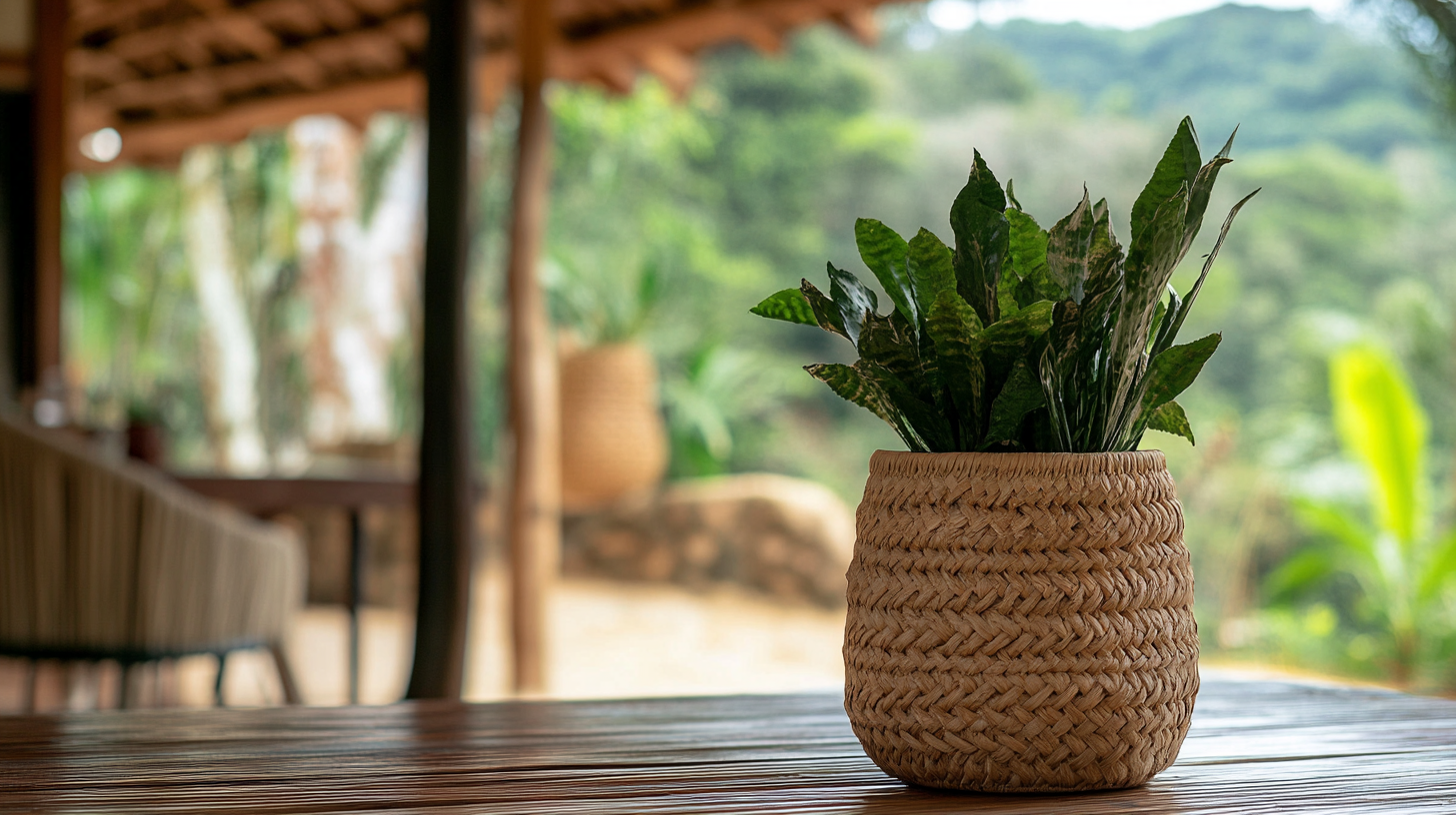 A Straw Vase with Plants