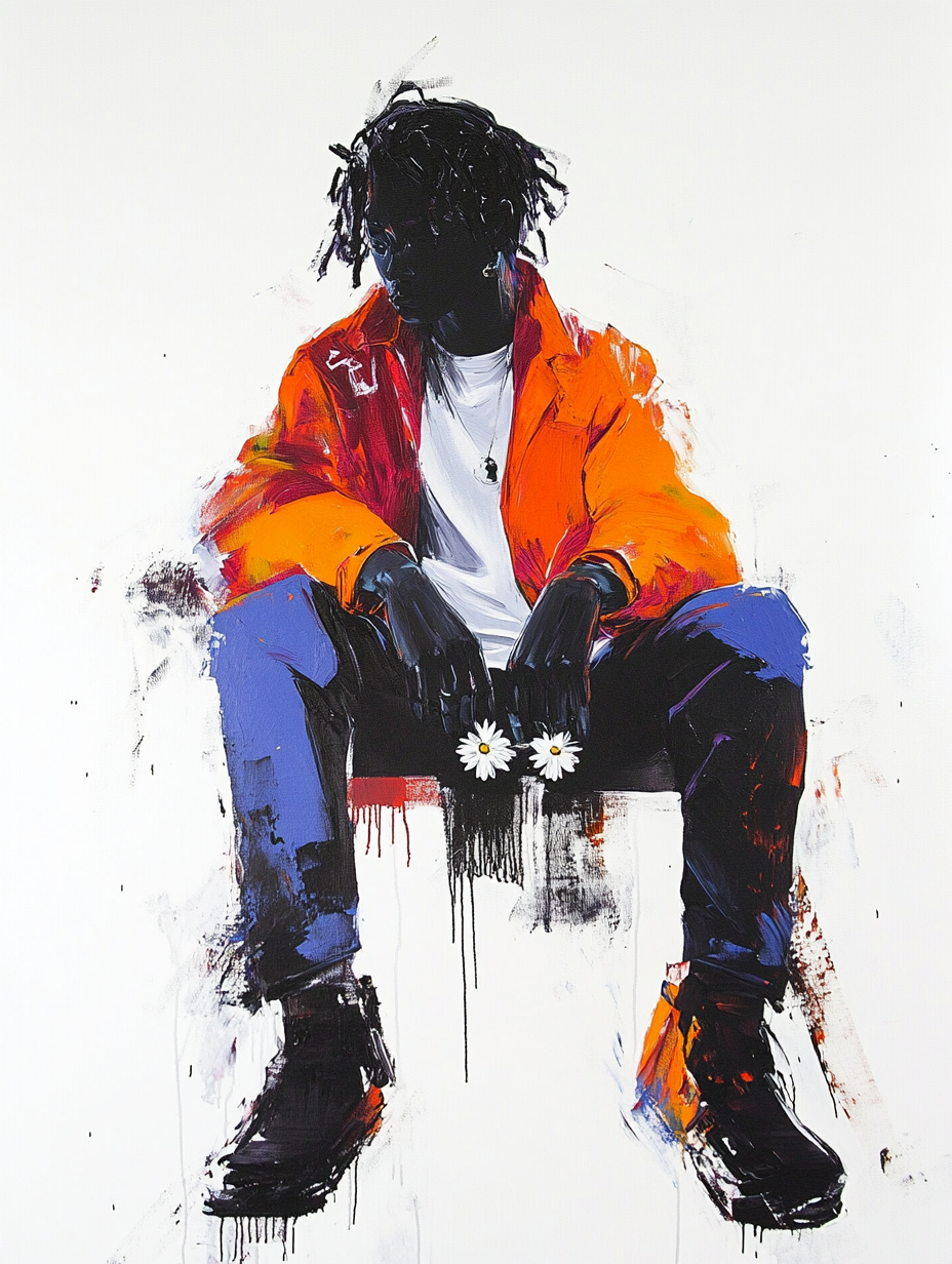 A Streetwear Dude in dynamic oil painting style