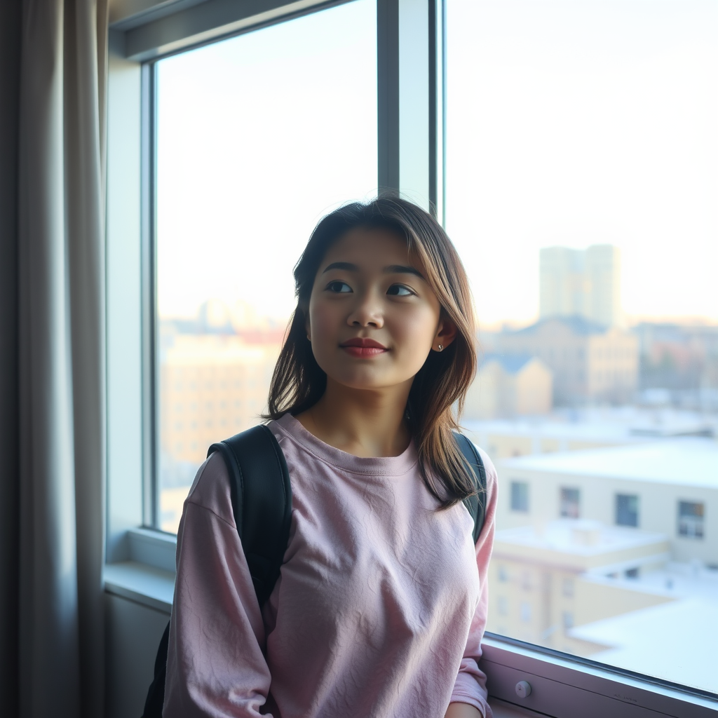 A Student Gazing Through the Morning Window