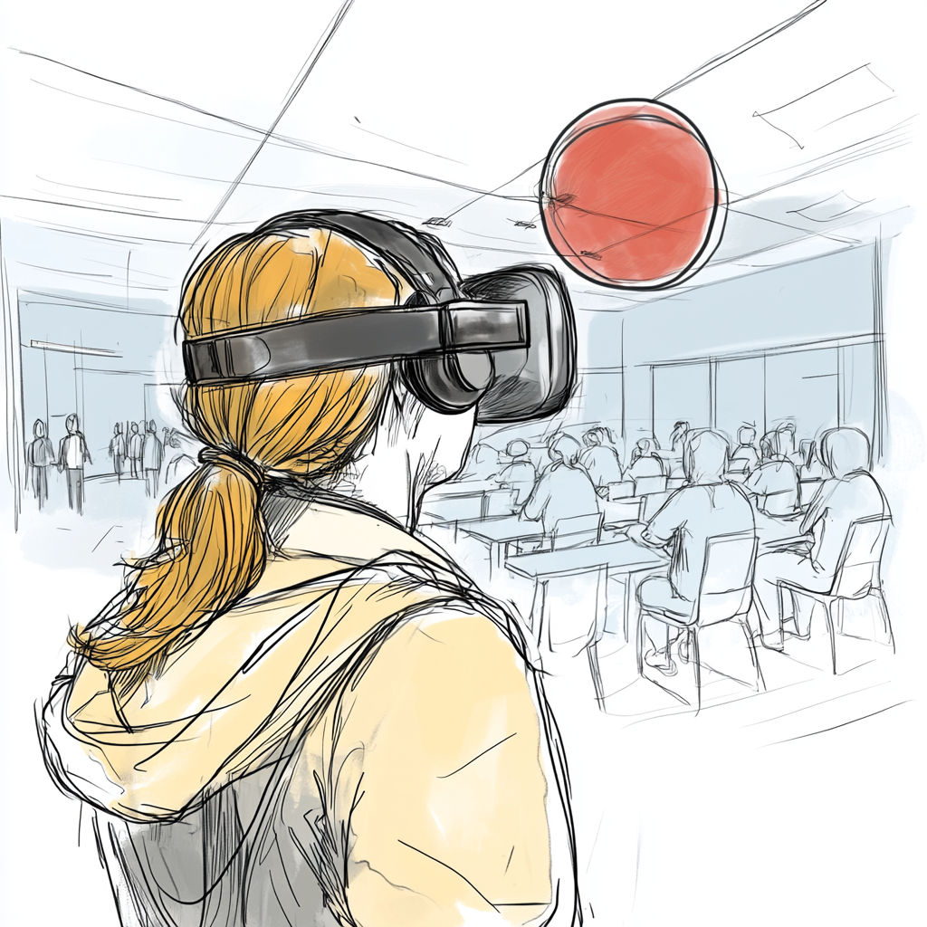 A Student in VR Classroom Setting