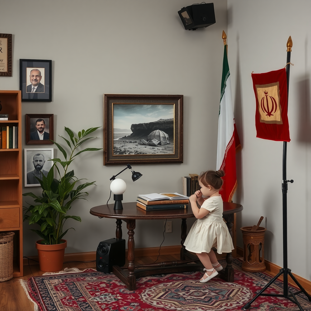 A Studio with a Table and Flags