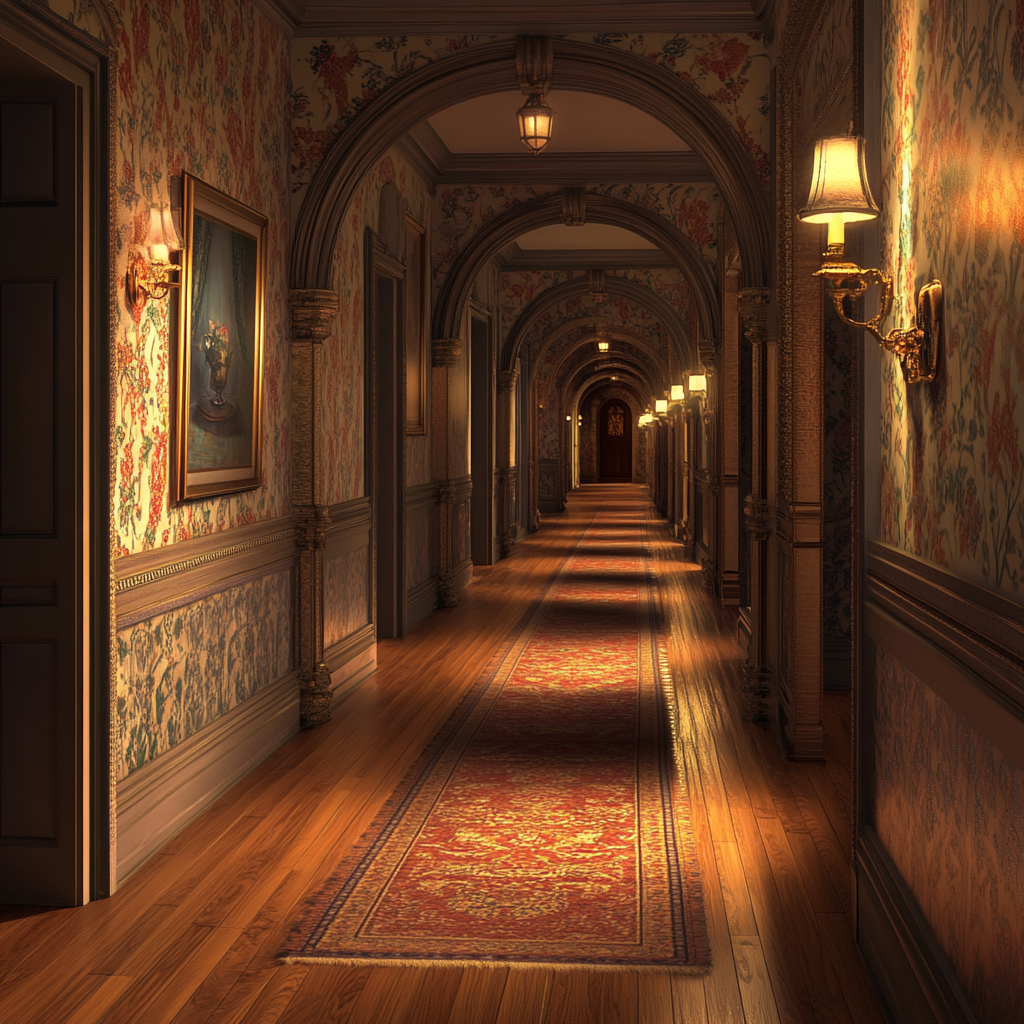 A Stunning 8k View of a Mansion Corridor