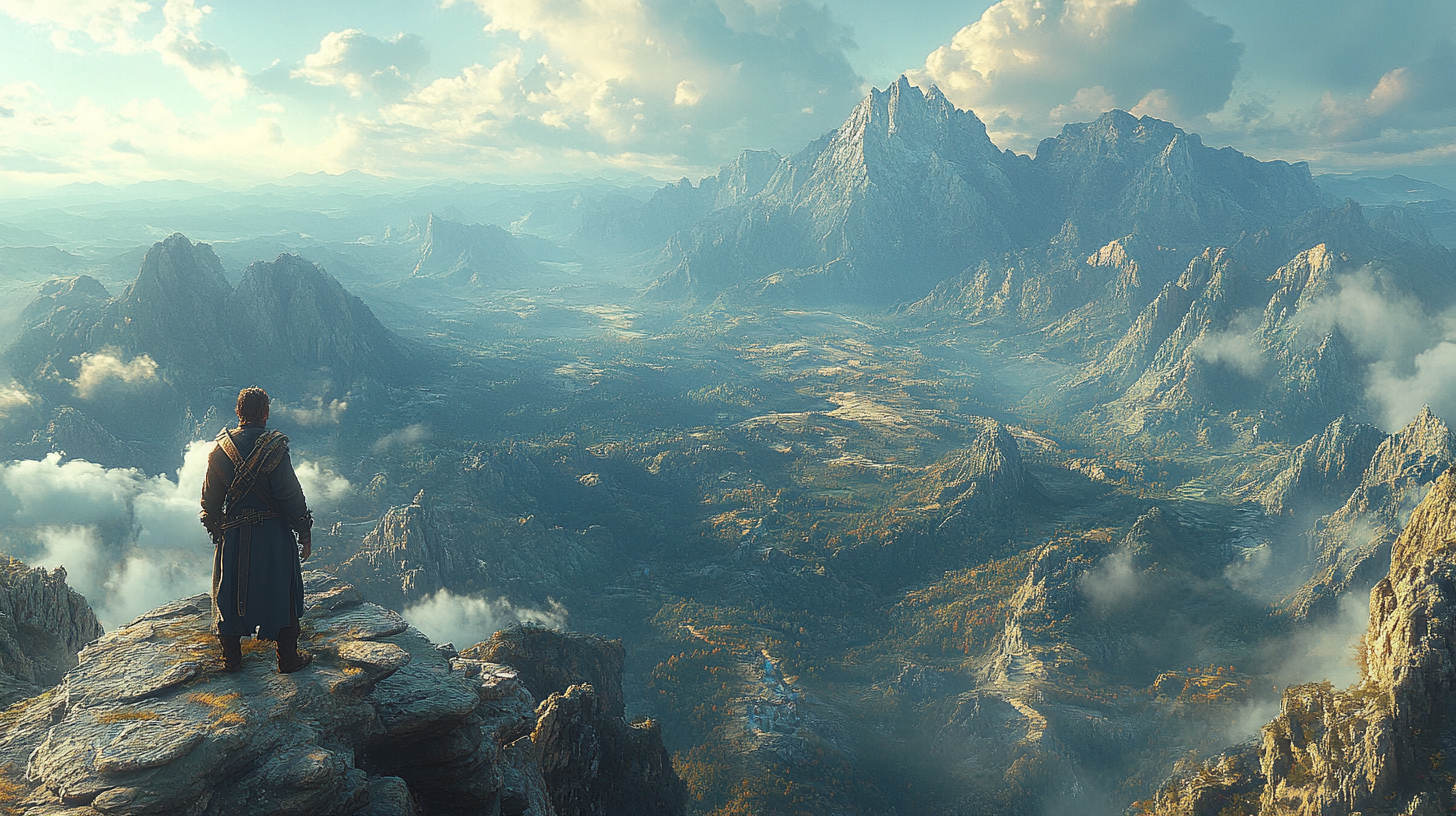 A Stunning Mountain Range in High Fantasy Art