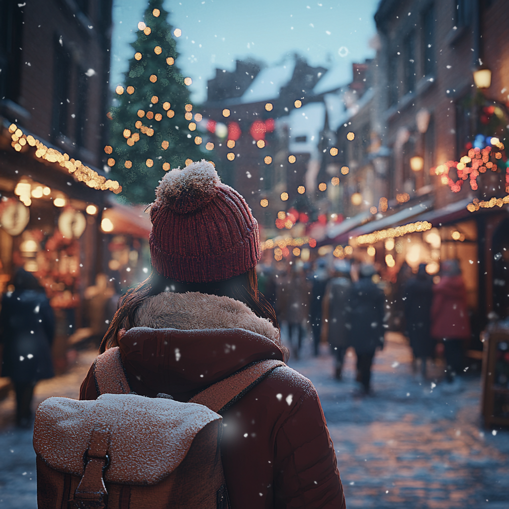 A Stunning Winter Night in European Town