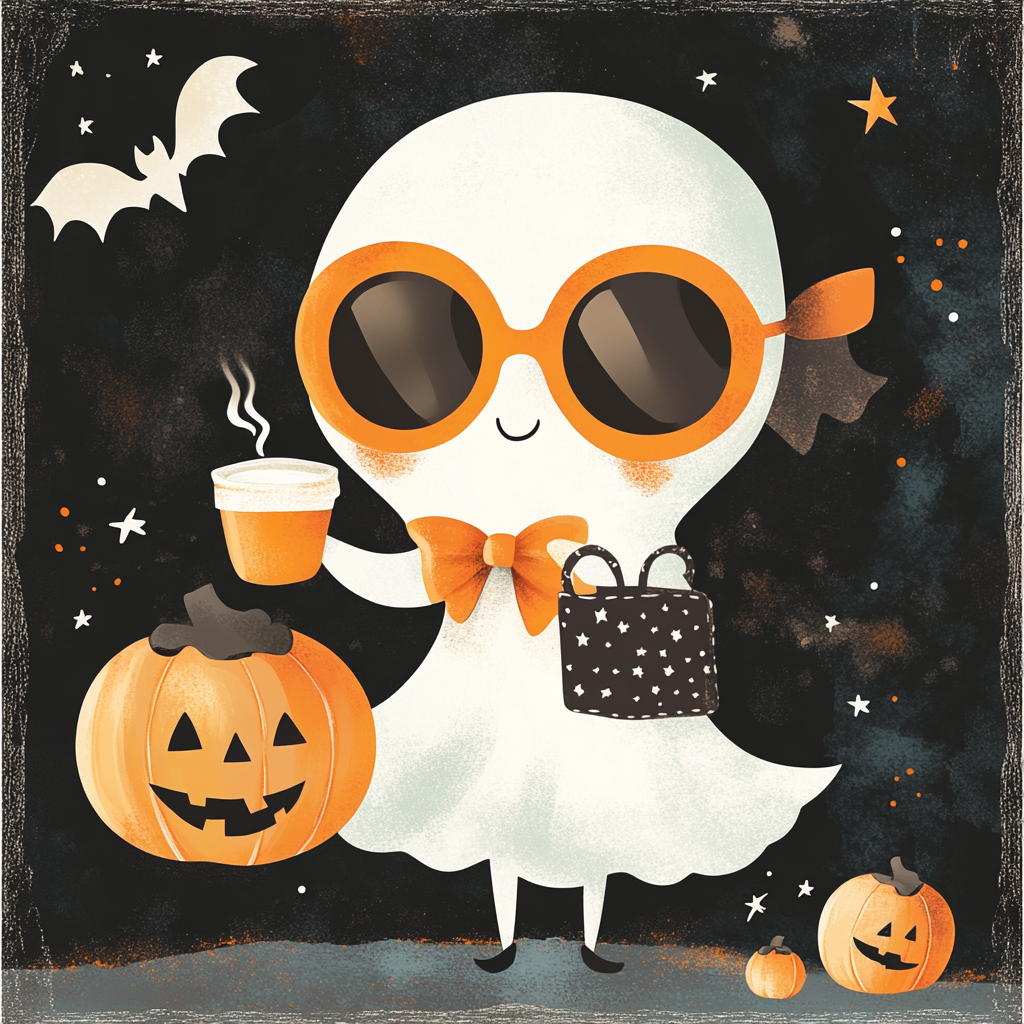 A Stylish Female Ghost with Halloween Accessories