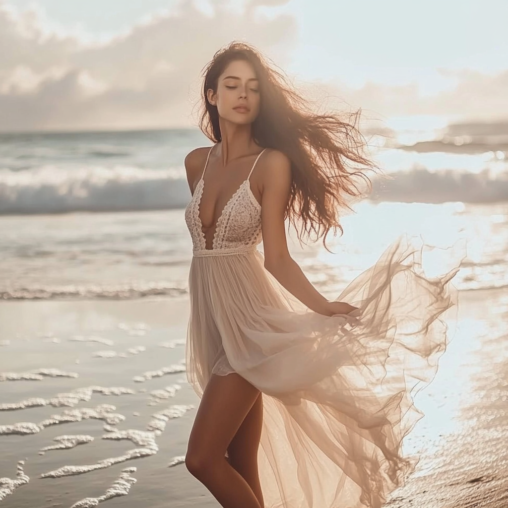 A Stylish Model on the Beach