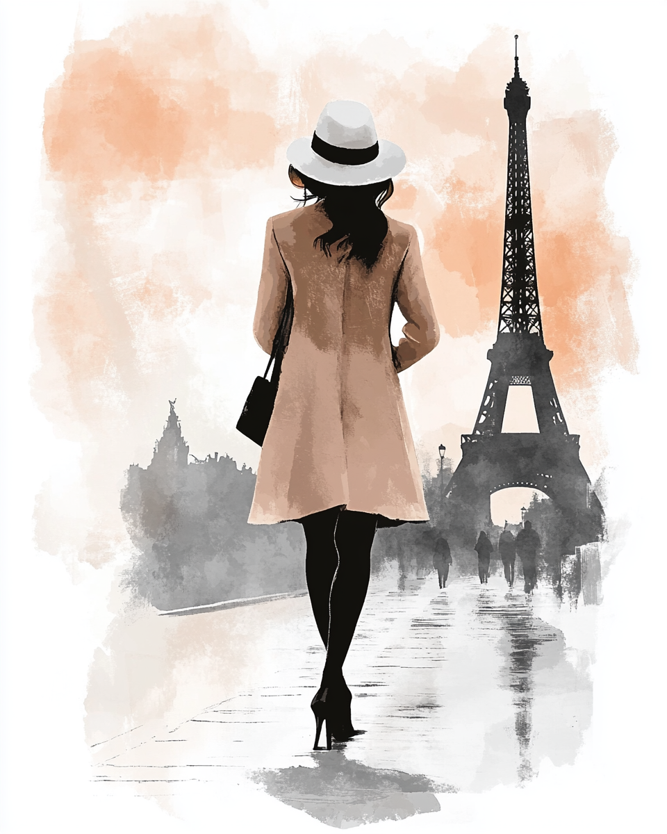 A Stylish Woman in Paris: Fashion Watercolor Poster