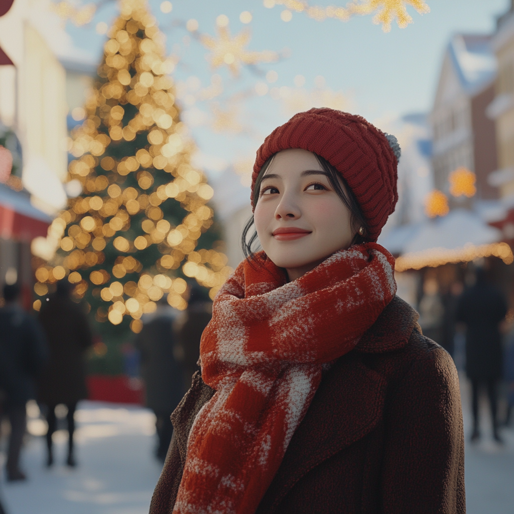 A Sunny Winter Afternoon in a Snowy Town