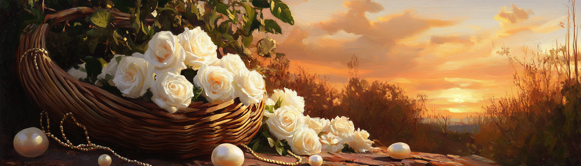 A Sunset Picnic with Pearls and Roses