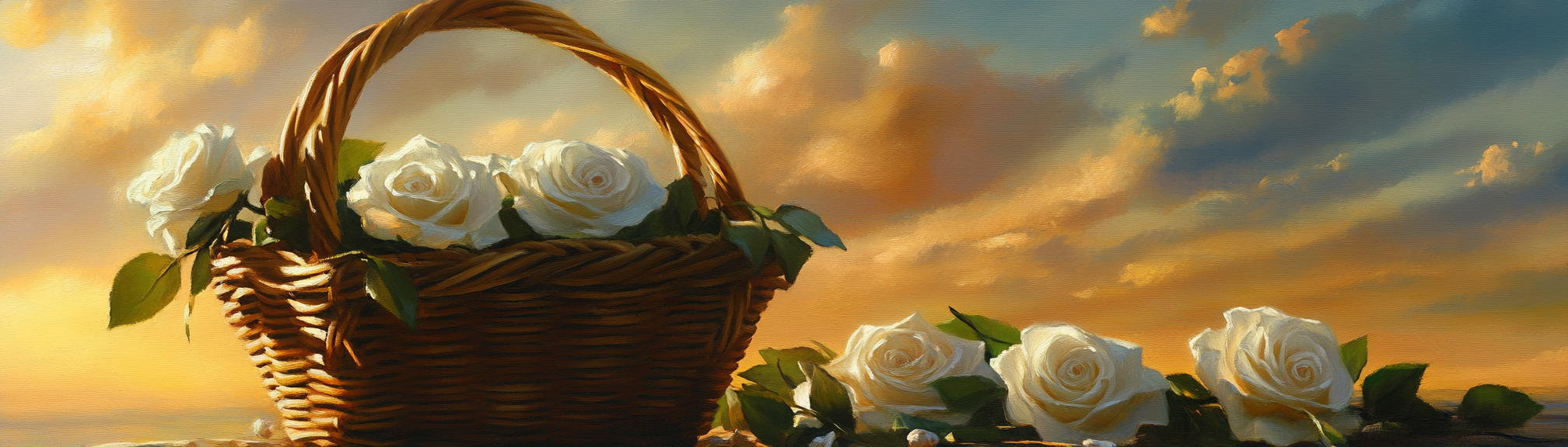 A Sunset Picnic with White Roses