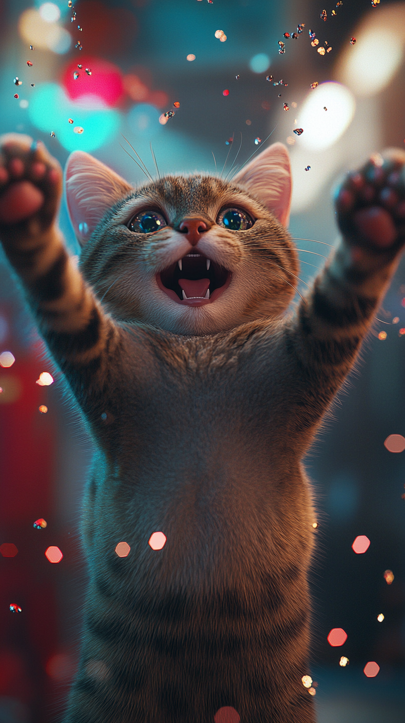 A Surprised Cat in Sparkly Energy.