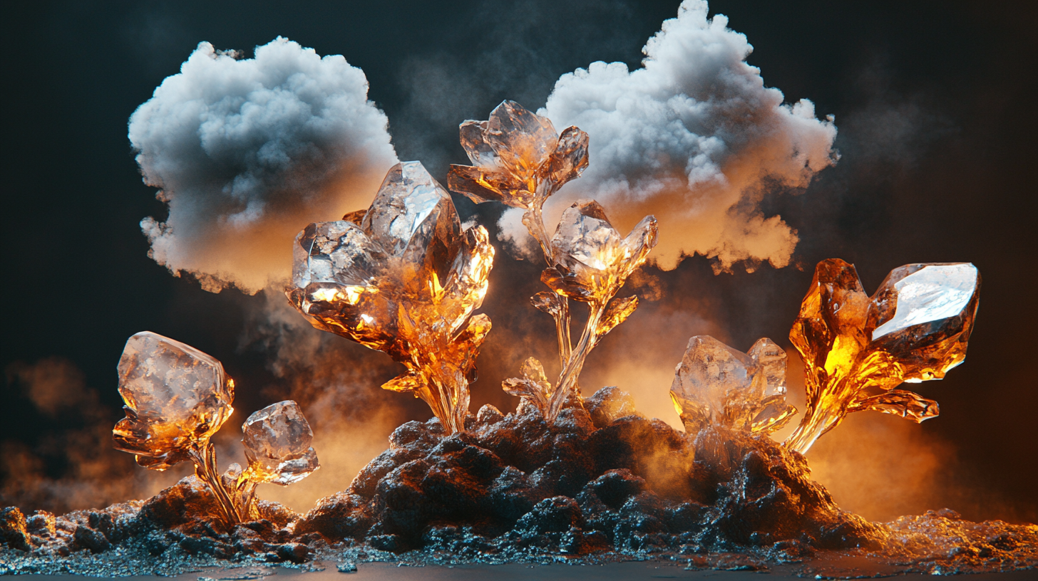 A Surreal Still Life with Frozen Flame, Stone Flowers