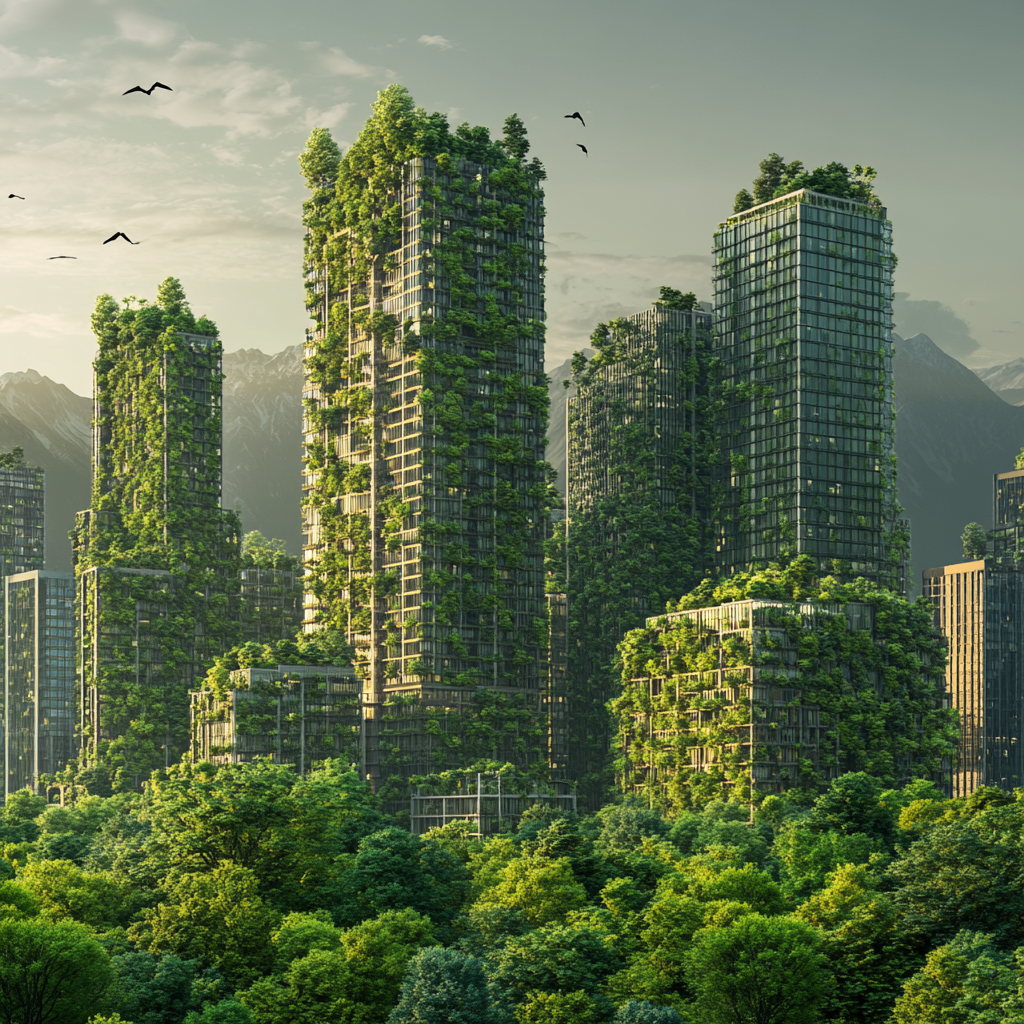 A Sustainable City with Green Buildings and Nature