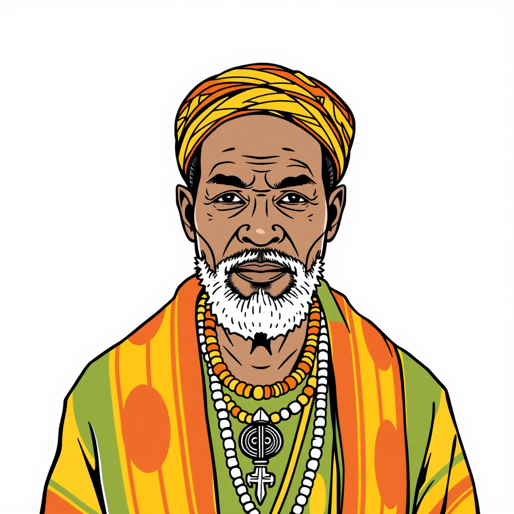 A Swaziland Father in Traditional Attire Drawing