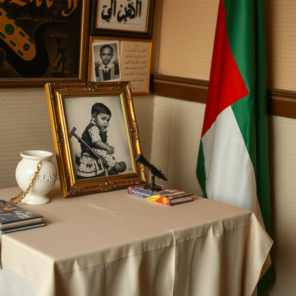 A Table, Martyrdom Picture, Childhood, Palestinian Flag image