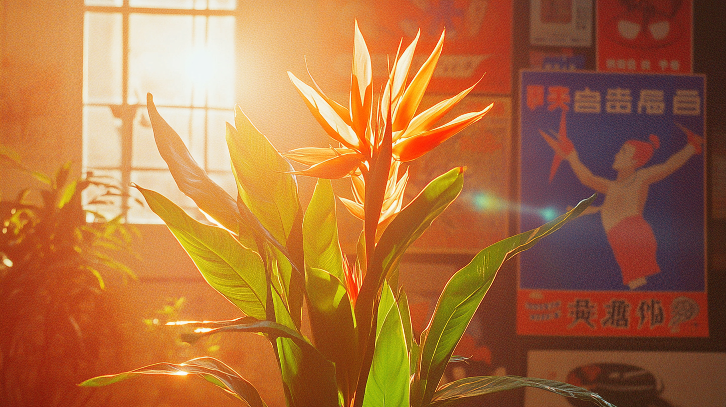 A Tall Bird of Paradise Plant in Sunlight