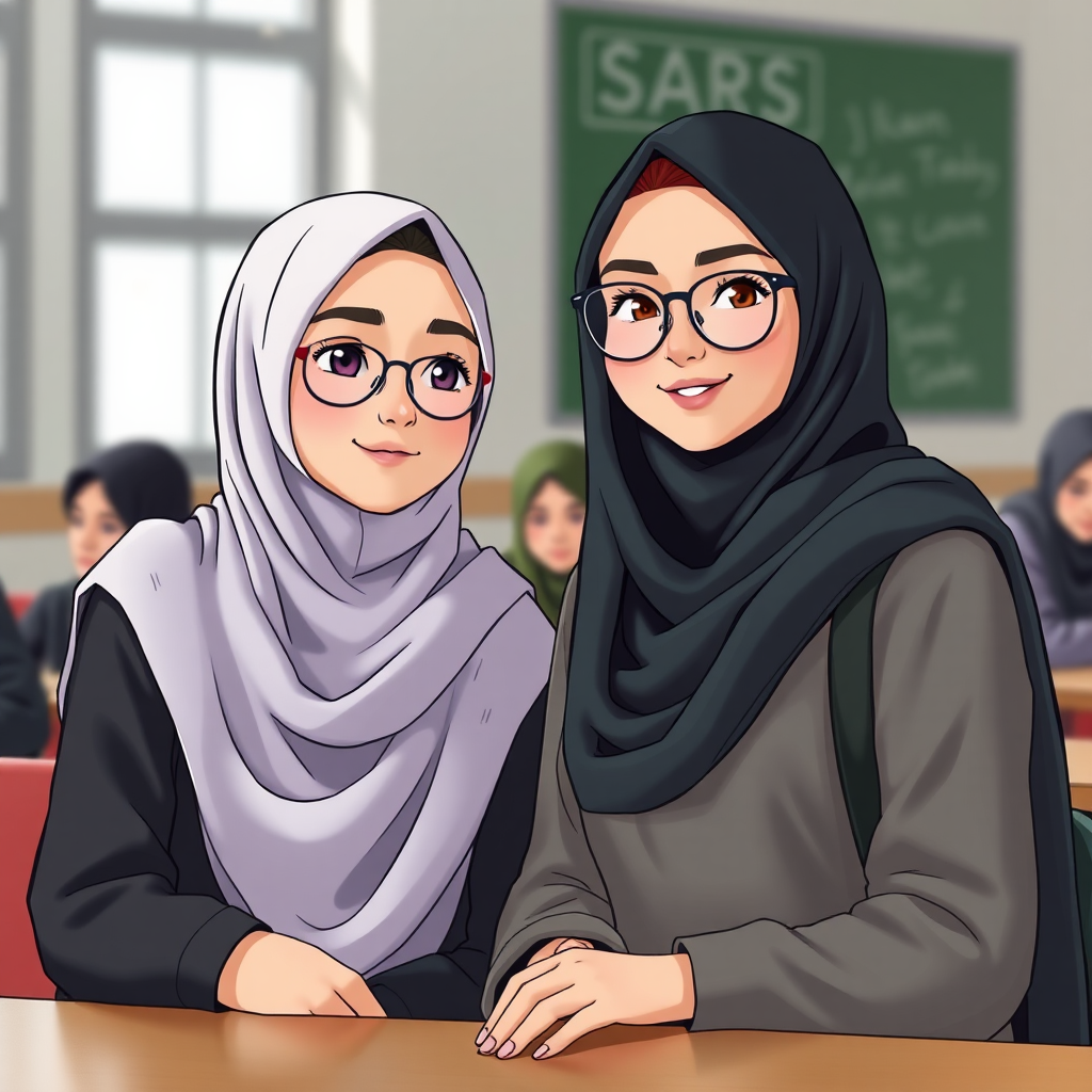 A Teacher and 27 Students in Hijab School