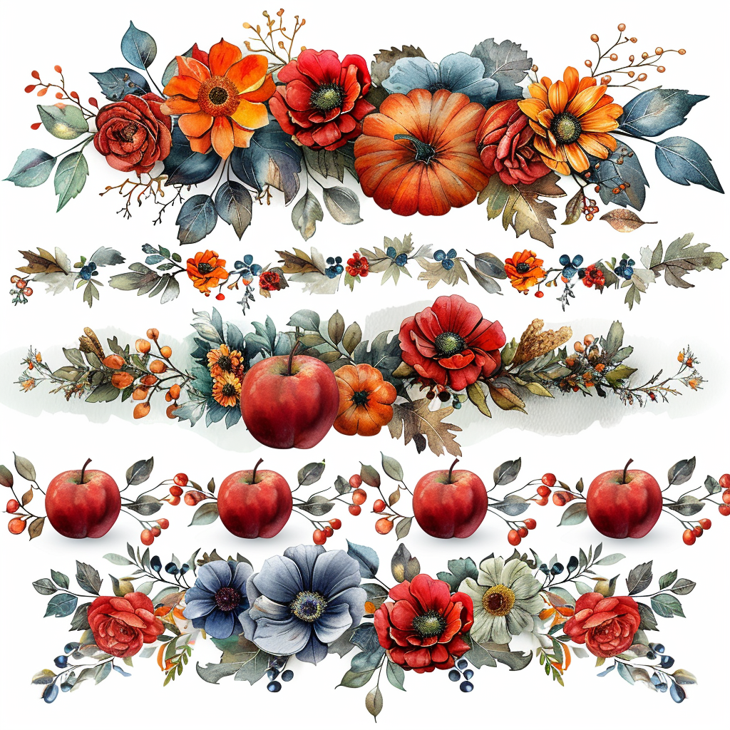 A Thanksgiving Garland with Fall Fruits and Flowers