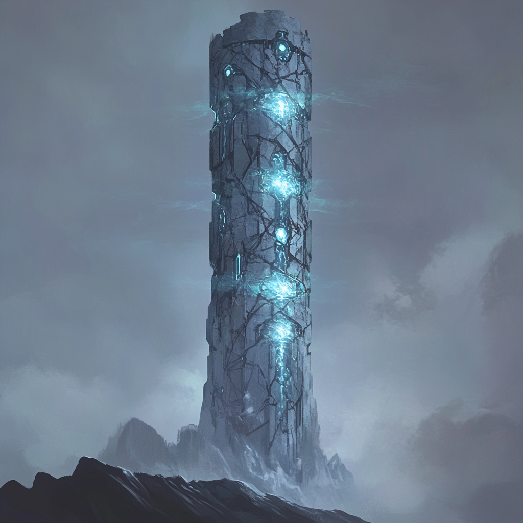 A Tower With Magical Runes and Darkened Glass