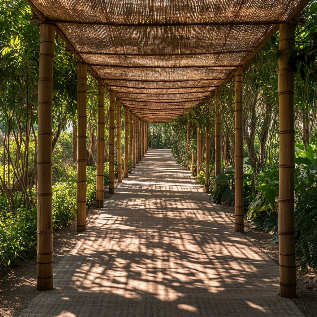 A Tranquil Jute Canopy Walkway in Nature