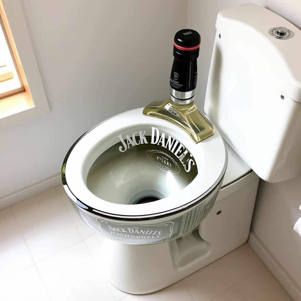 A Transparent Toilet Styled Like a Jack Daniels Bottle